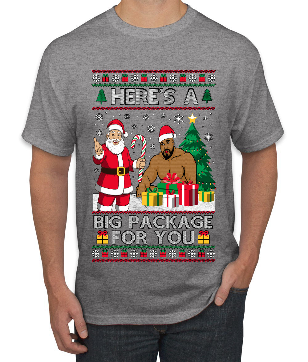 Here's A Big Package For You Santa Christmas Sweater, Ugly Christmas Sweater Men's T-Shirt