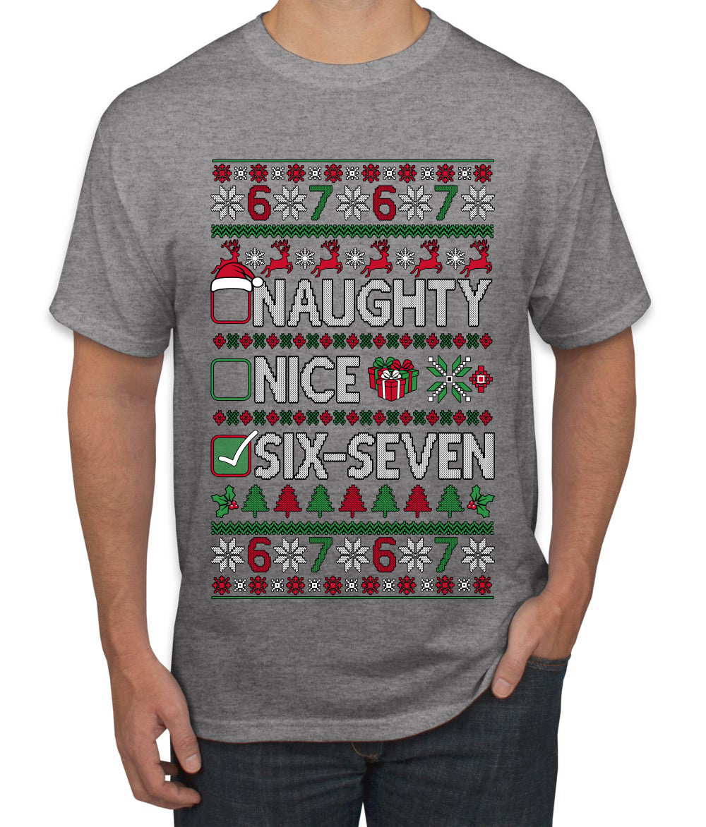 Naughty Nice 6 7 Checklist, Ugly Christmas Sweater Unisex Men's T-Shirt