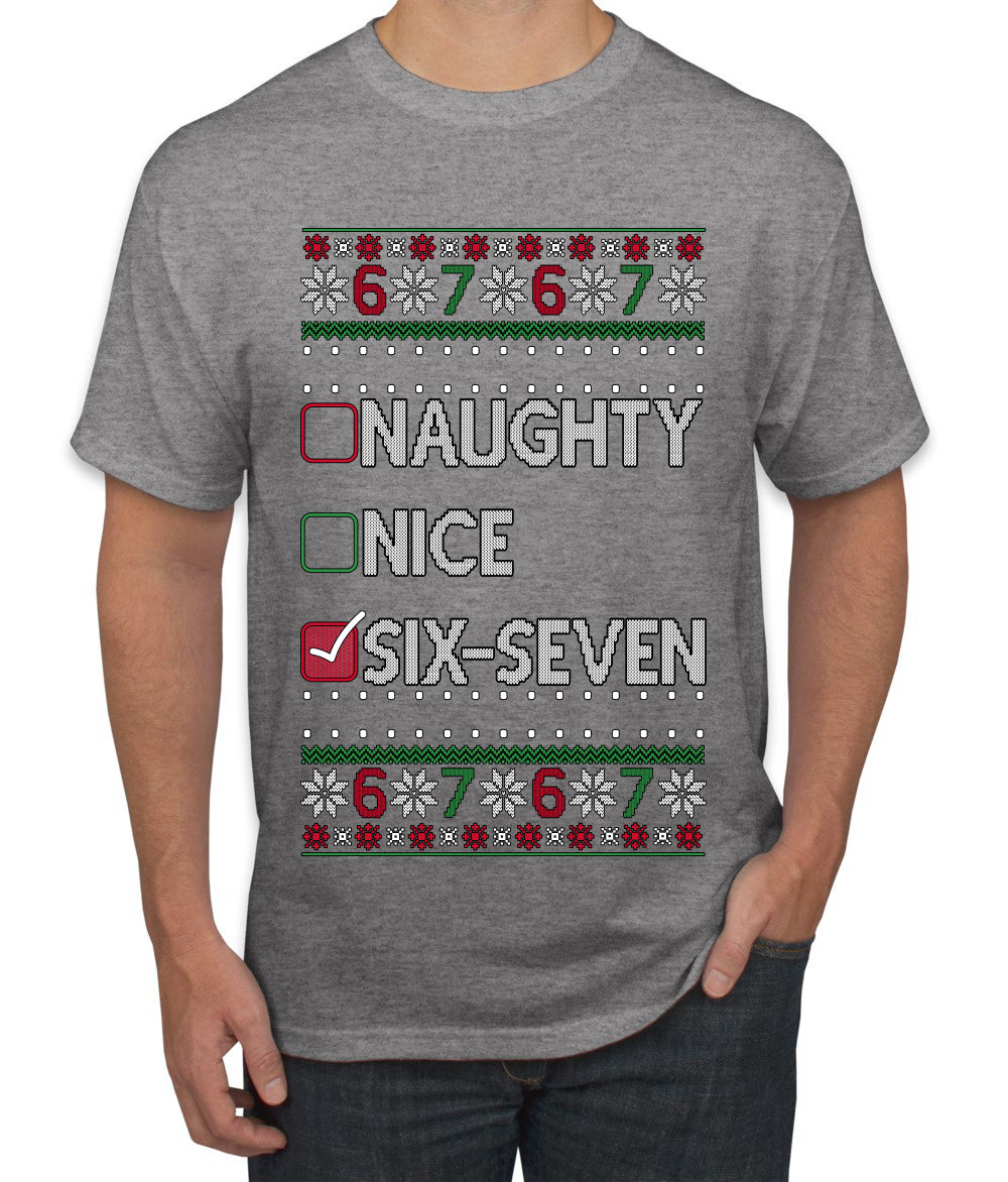 Naughty Nice 6 7 Checklist, Ugly Christmas Sweater Unisex Men's T-Shirt