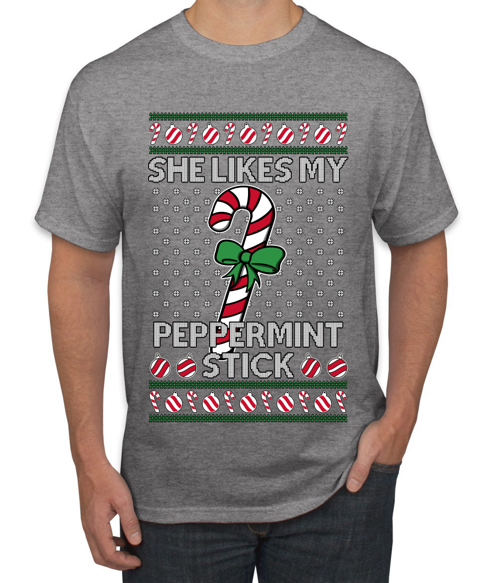She Likes My Peppermint Stick, Ugly Christmas Sweater Unisex Men's T-Shirt
