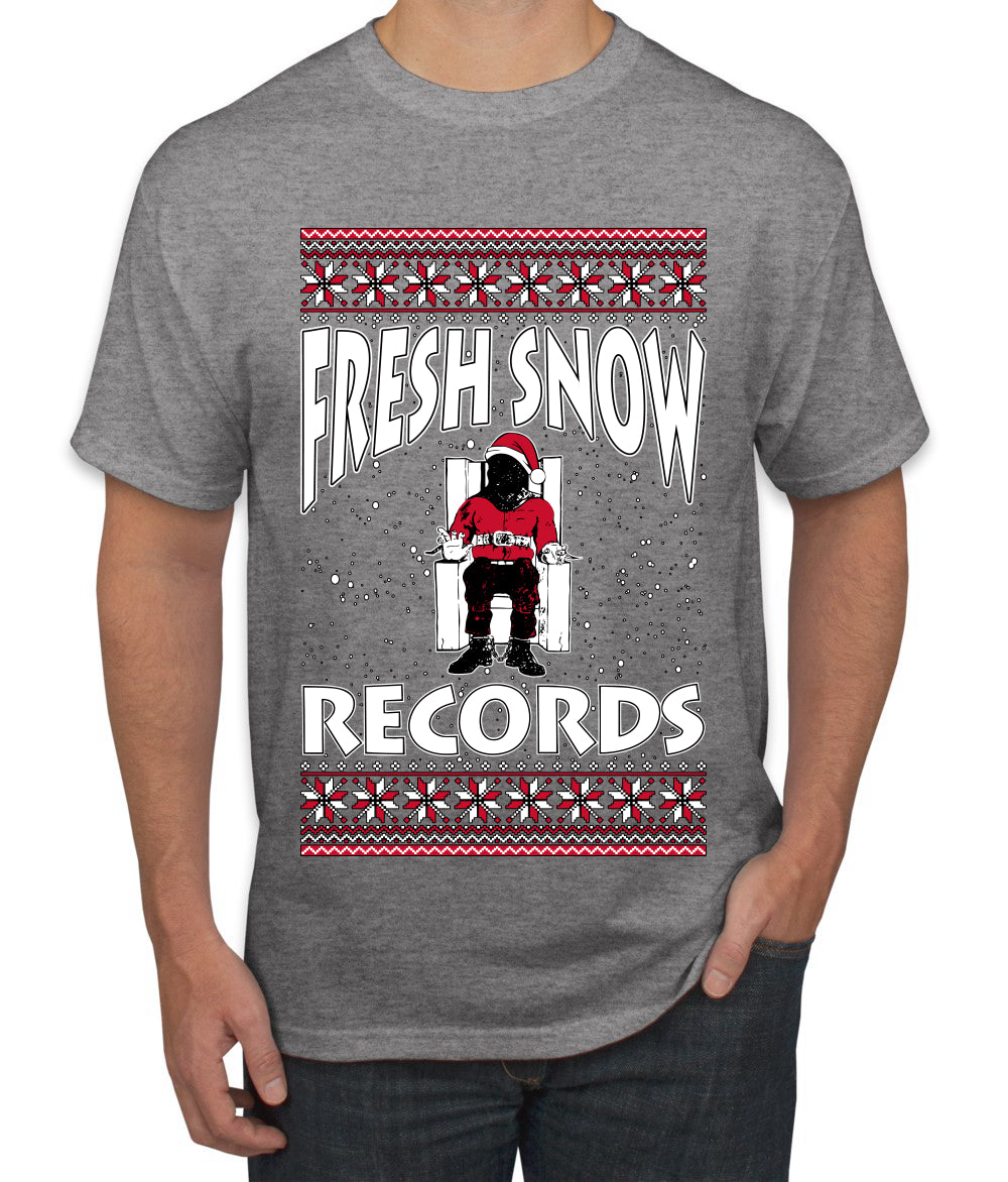 Fresh Snow Records Hip Hop Parody, Ugly Christmas Sweater Unisex Men's T-Shirt