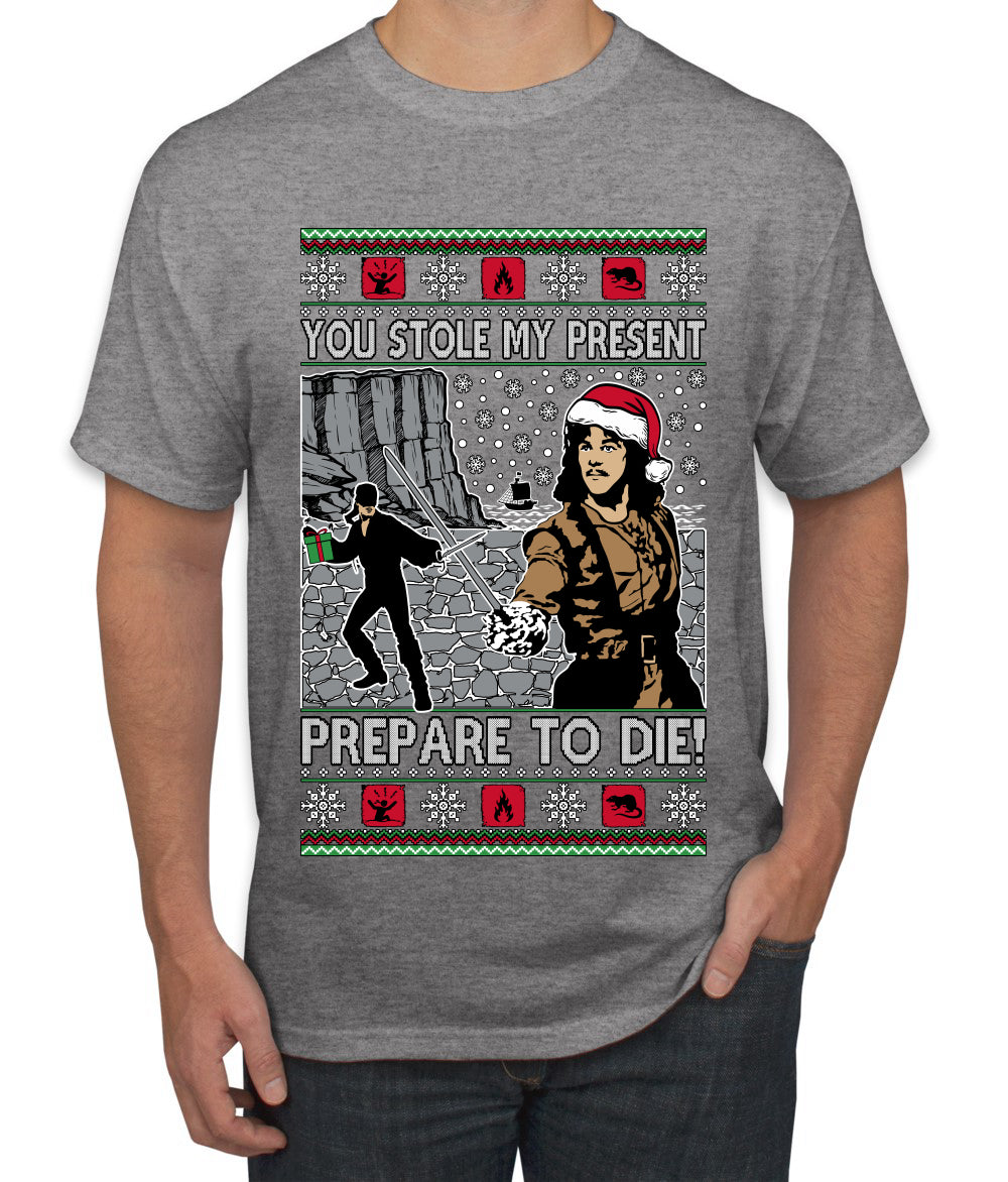You Stole My Present Prepare To Die Cult Classic, Ugly Christmas Sweater Unisex Men's T-Shirt