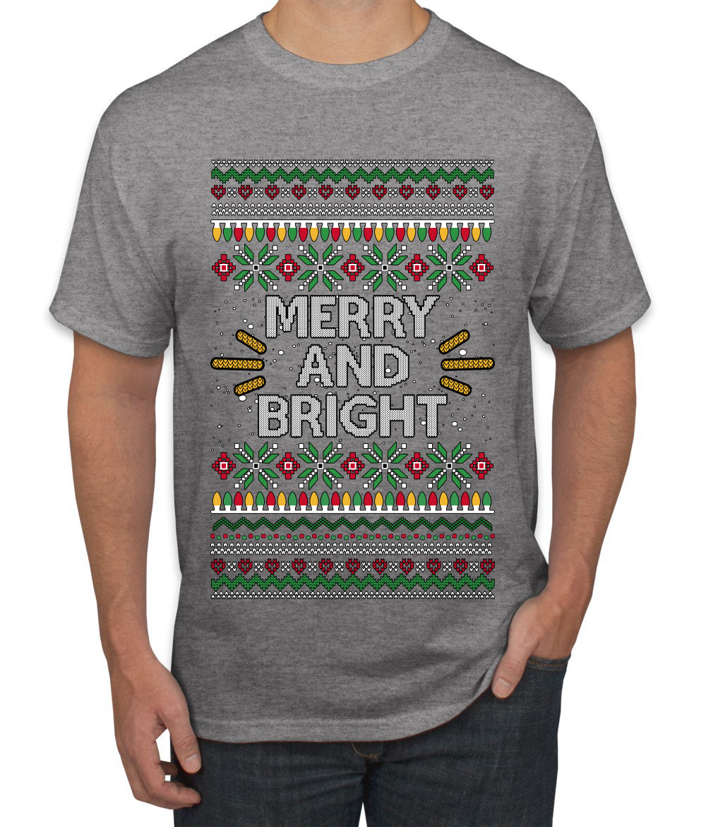 Merry And Bright, Ugly Christmas Sweater Unisex Men's T-Shirt