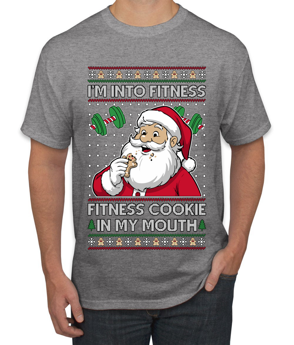 I'm Into Fitness Cookie In My Mouth Santa, Ugly Christmas Sweater Unisex Men's T-Shirt