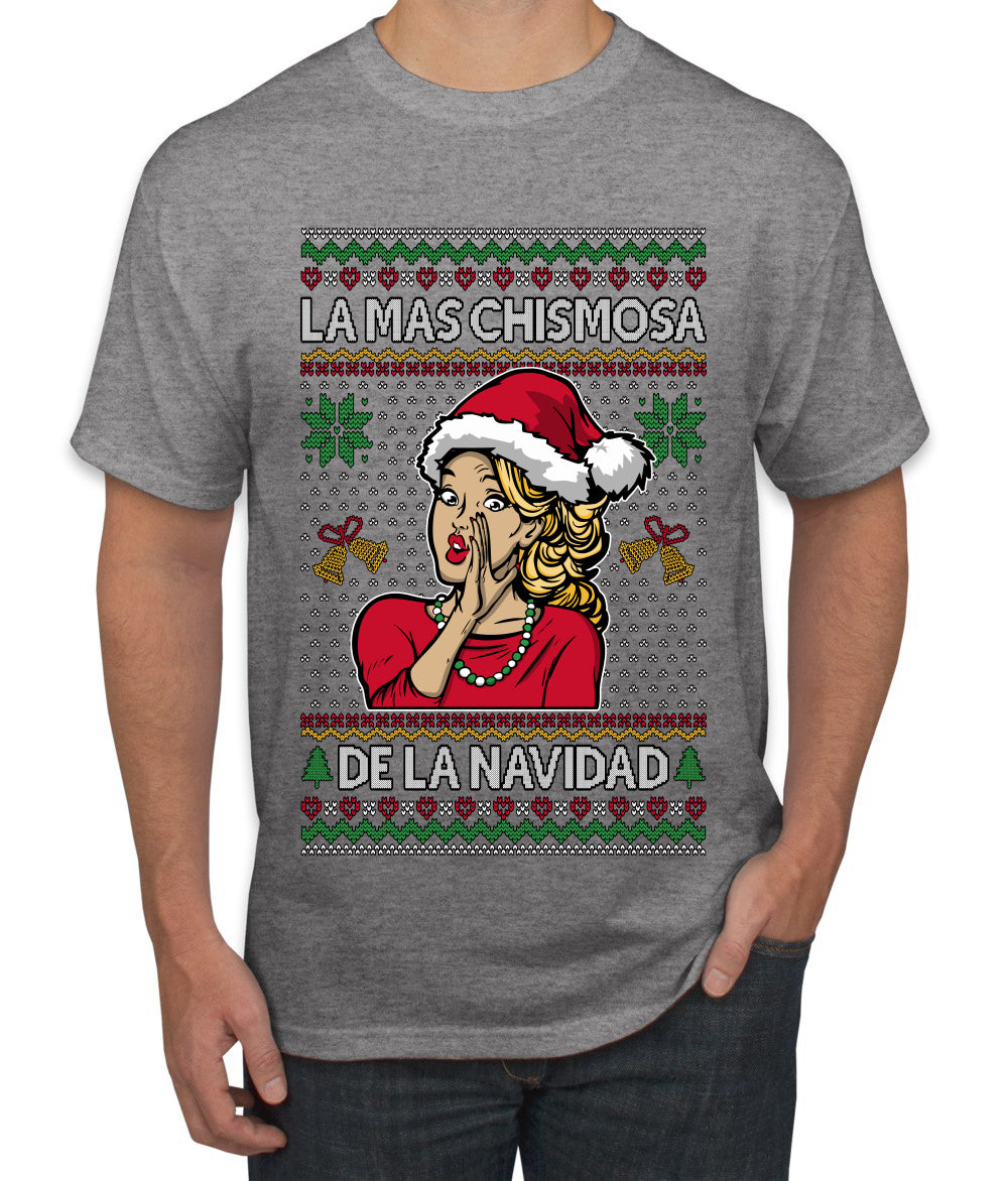 La Mas Chismosa De La Navidad, Ugly Christmas Sweater Unisex Men's T-Shirt
