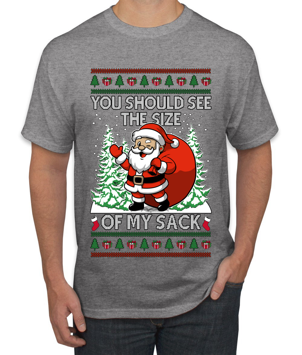 You Should See The Size Of My Sack Naughty Santa, Ugly Christmas Sweater Unisex Men's T-Shirt