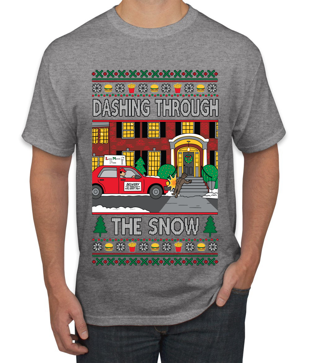 Dashing Through The Snow Classic 90s Holiday Movie, Ugly Christmas Sweater Unisex Men's T-Shirt