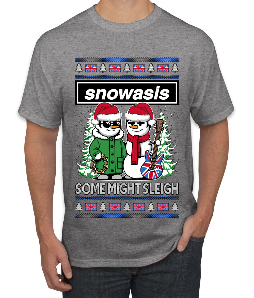 Snowasis English Rock Band Parody, Ugly Christmas Sweater Unisex Men's T-Shirt