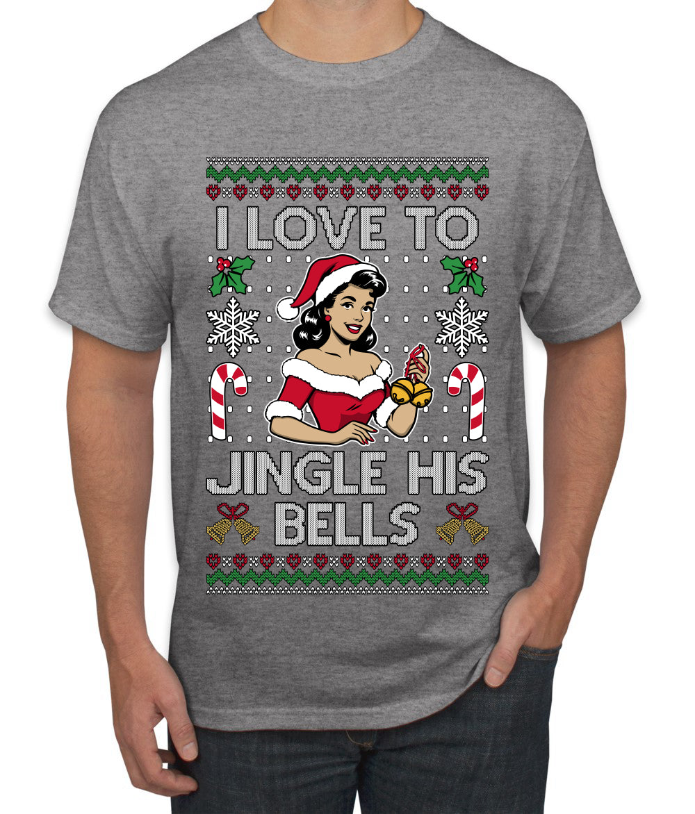 I Love To Jingle His Bells, Ugly Christmas Sweater Unisex Men's T-Shirt