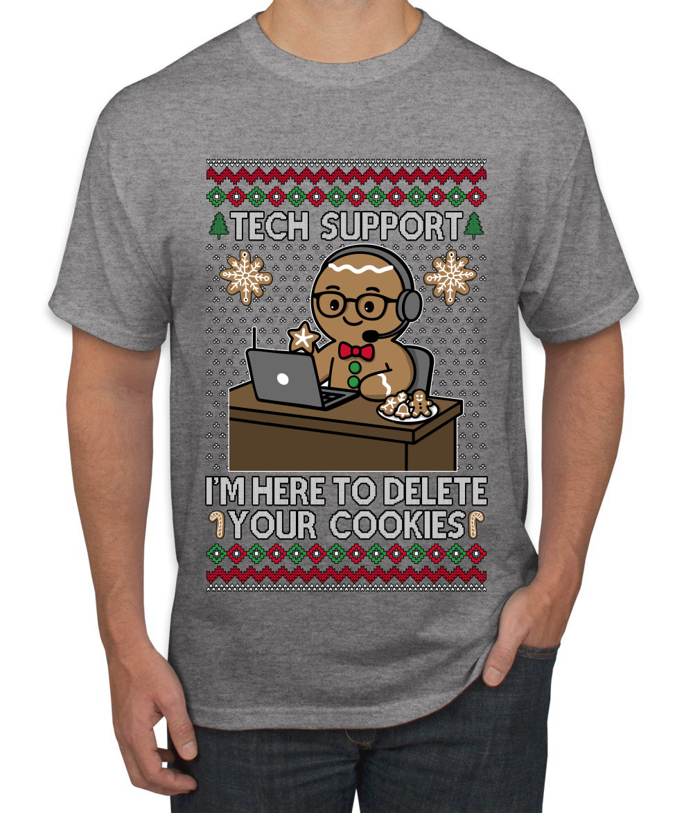 Tech Support I'm Here To Delete Your Cookies, Ugly Christmas Sweater Unisex Men's T-Shirt