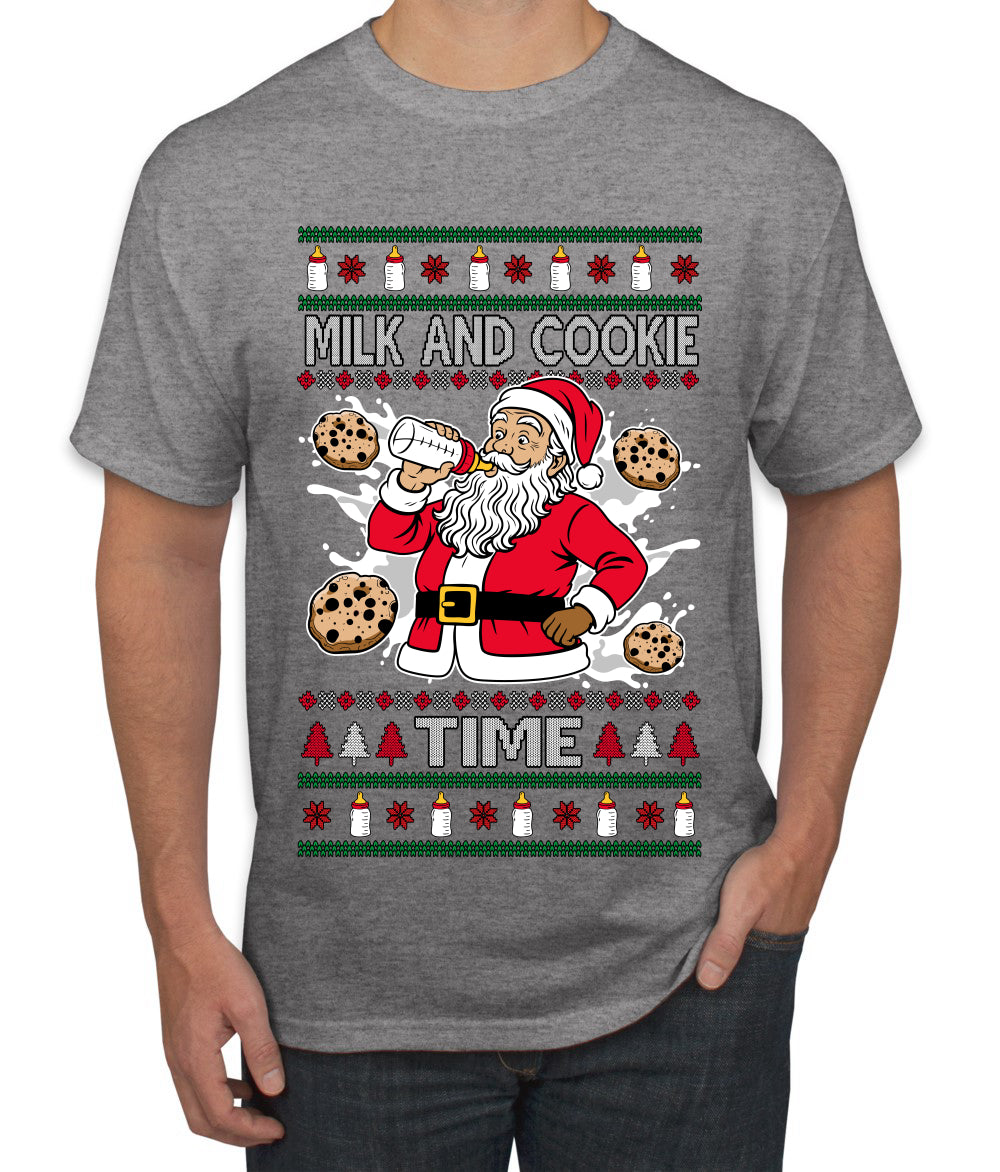 Milk And Cookie Time, Ugly Christmas Sweater Unisex Men's T-Shirt