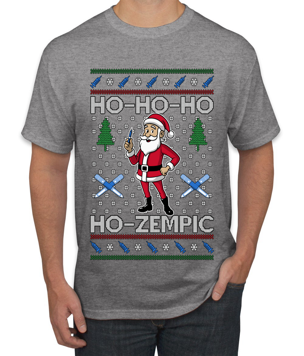 Skinny Santa Ho Ho Ho Ho-Zempic Weight Loss Shot, Ugly Christmas Sweater Unisex Men's T-Shirt