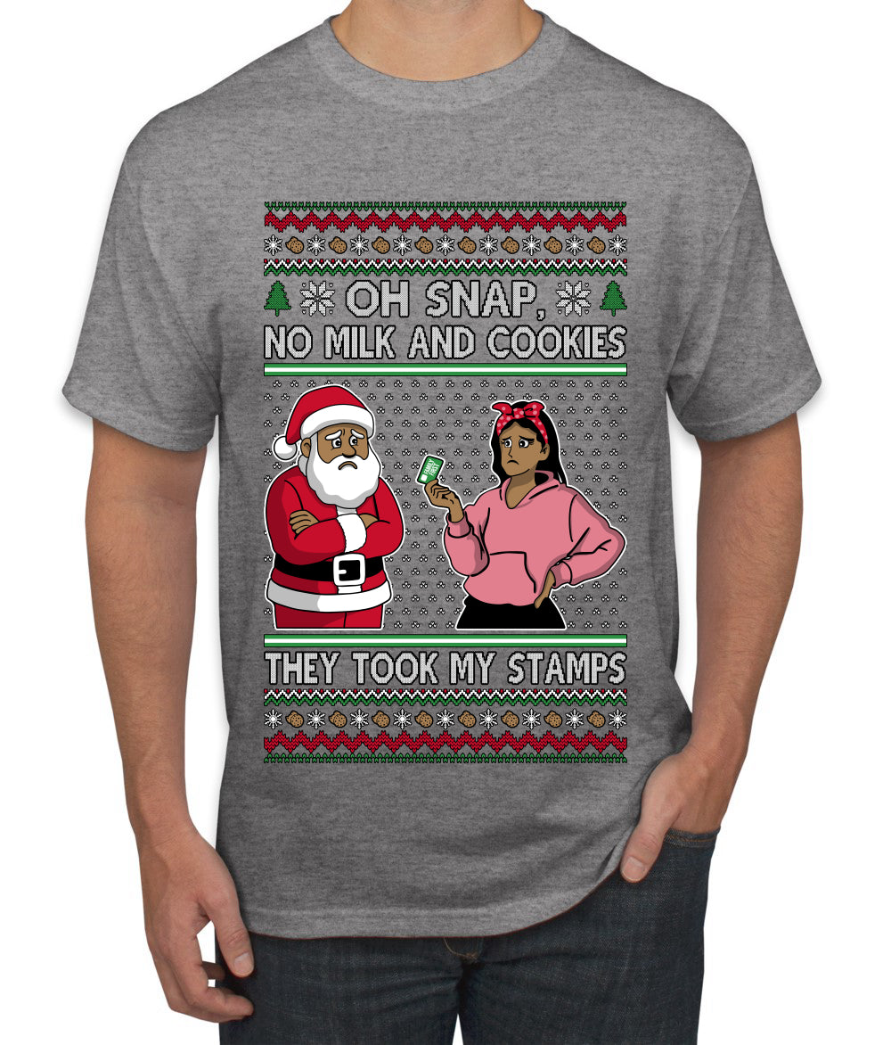 Oh Snap, No Milk And Cookies, They Took my Stamps, Ugly Christmas Sweater Unisex Men's T-Shirt