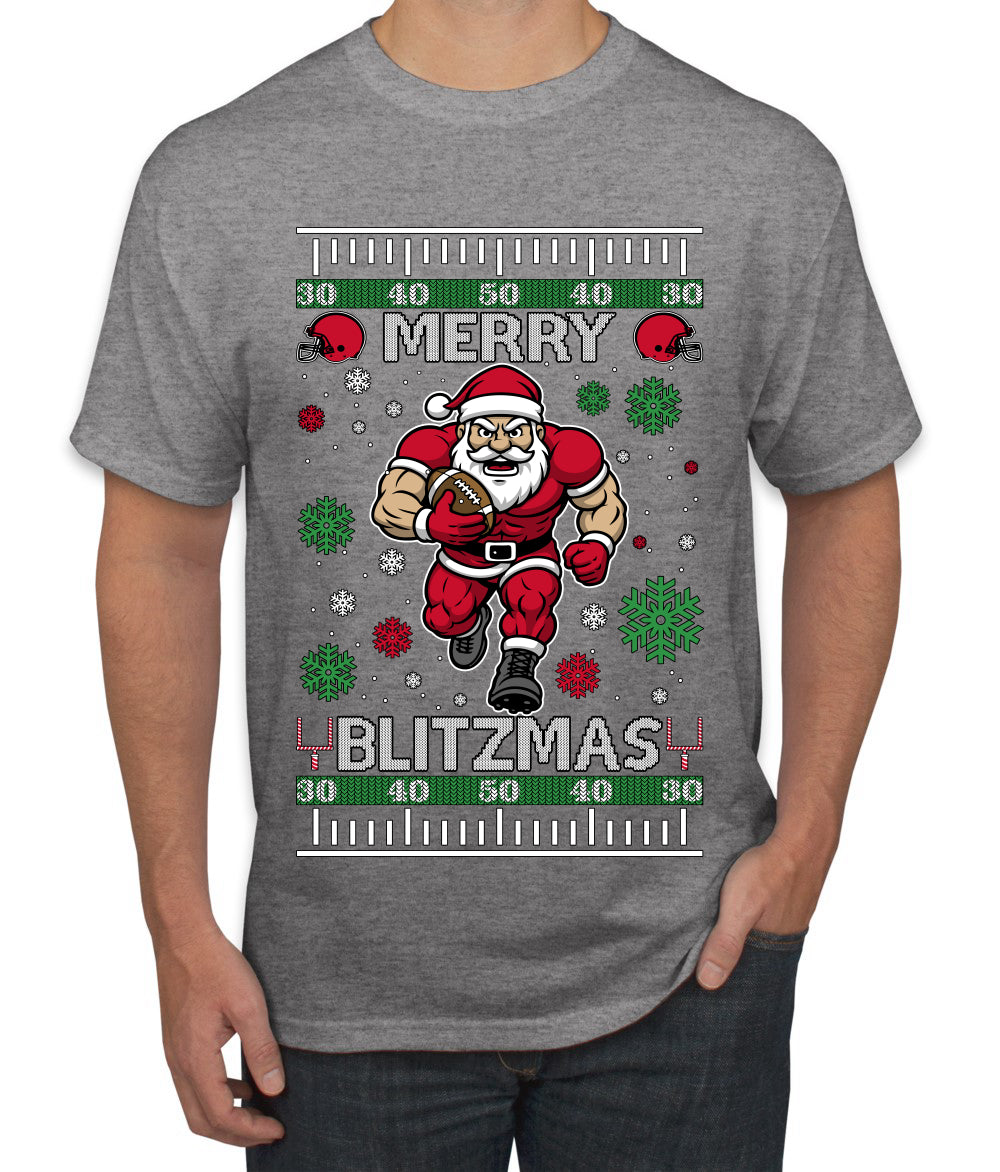 Merry Blitzmas, Football Christmas Sweater Design, Ugly Christmas Sweater Unisex Men's T-Shirt