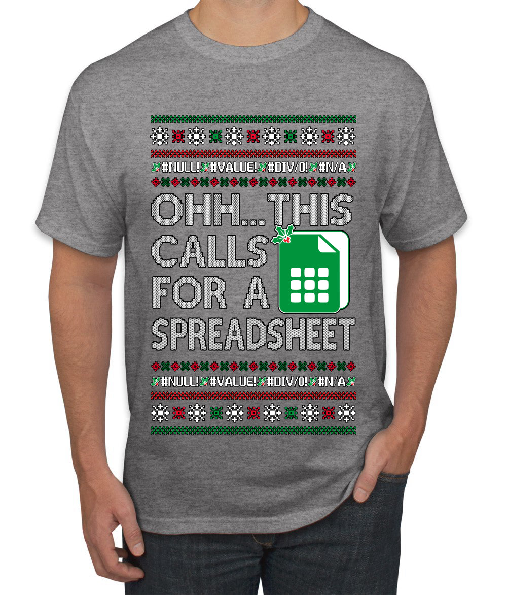 Oh... This Calls for A Spreadsheet, Ugly Christmas Sweater Unisex Men's T-Shirt