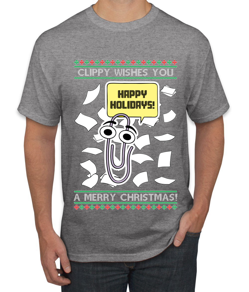 Clippy Wishes You A Merry Christmas Office Assistant, Ugly Christmas Sweater Unisex Men's T-Shirt