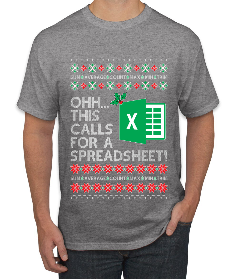 Ohh This Calls For A Spreadsheet Office, Ugly Christmas Sweater Unisex Men's T-Shirt