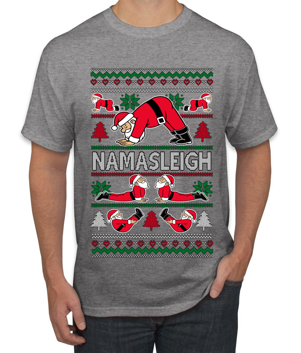 Namasleigh, Namaste Yoga Santa Claus, Ugly Christmas Sweater Unisex Men's T-Shirt