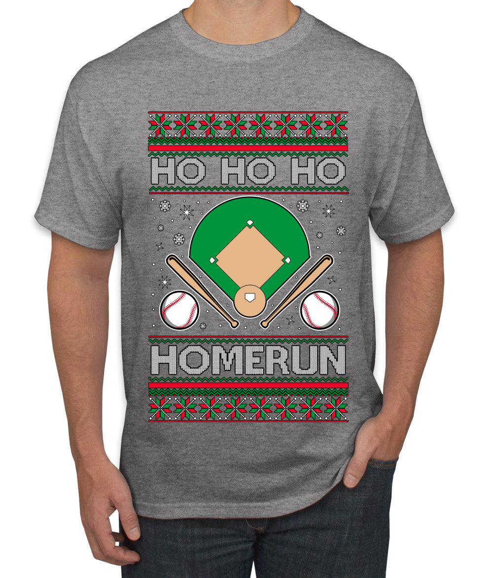 Ho Ho Ho Homerun, Baseball Fan Christmas Design, Ugly Christmas Sweater Unisex Men's T-Shirt