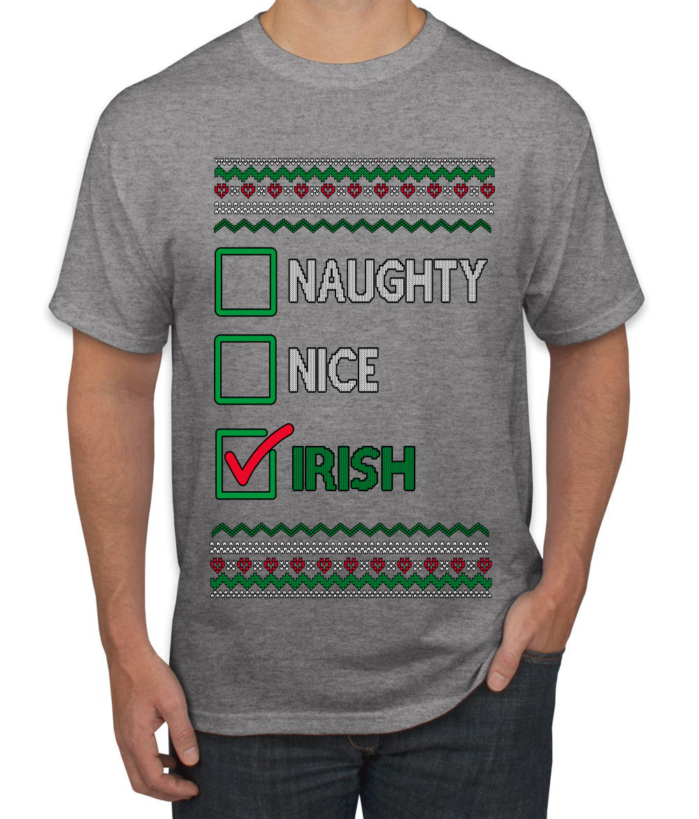 Naughty Nice, Irish, Irish Christmas, Ugly Christmas Sweater Unisex Men's T-Shirt