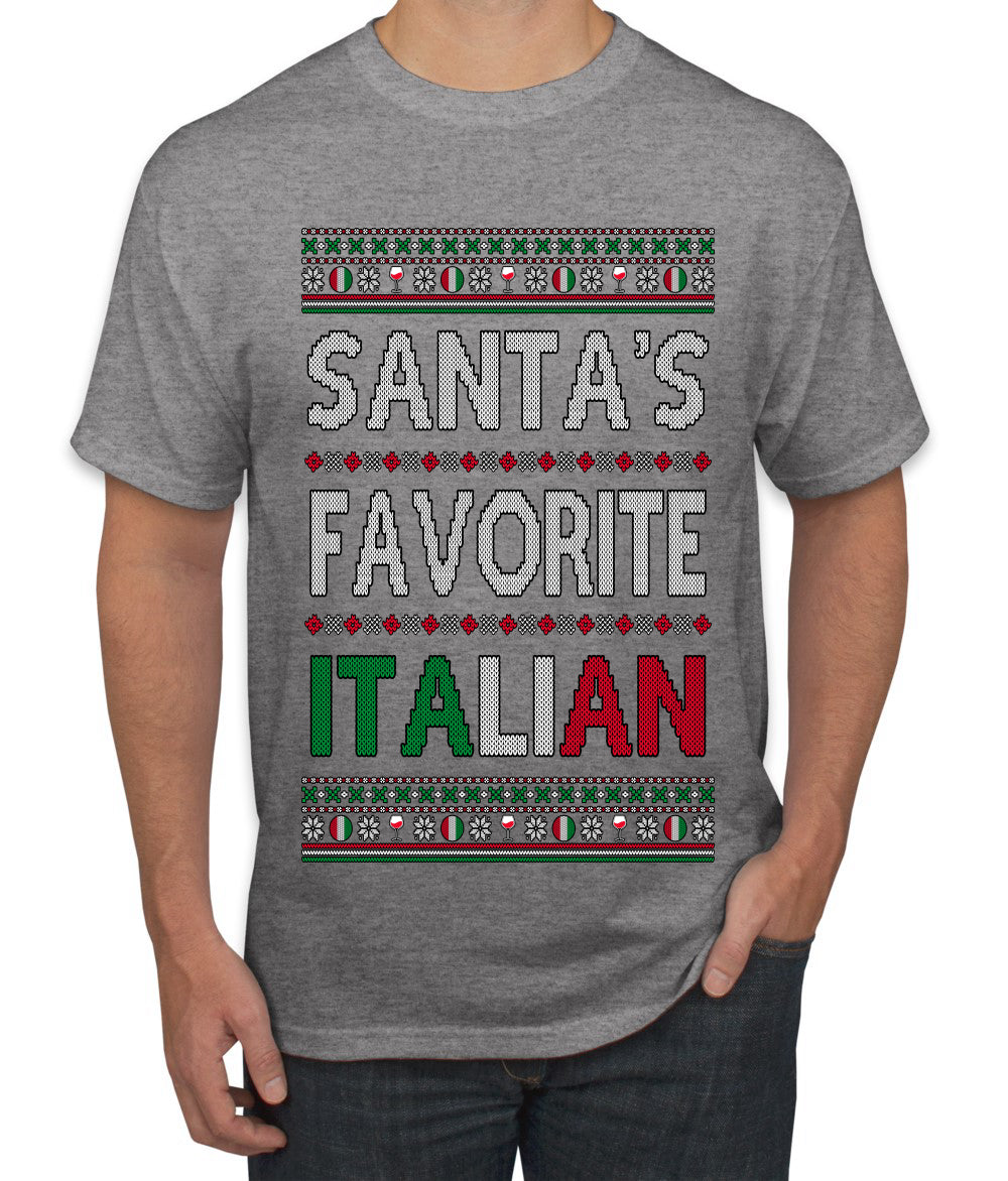 Santa's Favorite Italian, Funny Italian Christmas Sweater, Ugly Christmas Sweater Unisex Men's T-Shirt