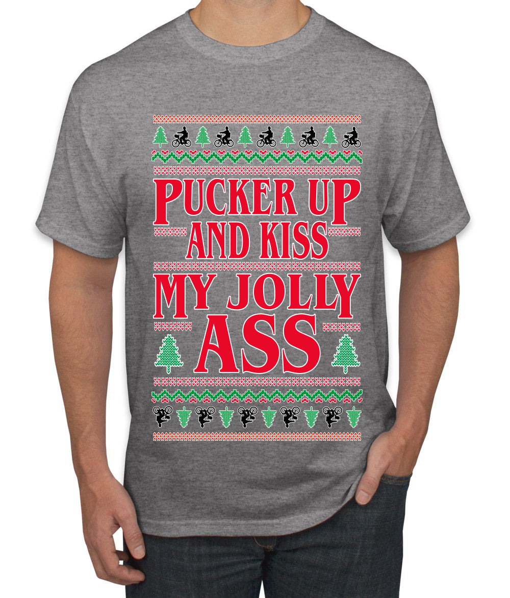 Pucker Up And Kiss My Jolly Ass, Ugly Christmas Sweater Unisex Men's T-Shirt