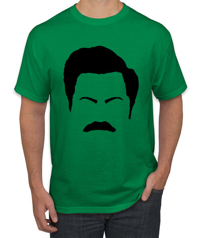 Parks and Rec Fans Ron Swanson Mustache Face Silhouette Pop Culture Men's T-Shirt