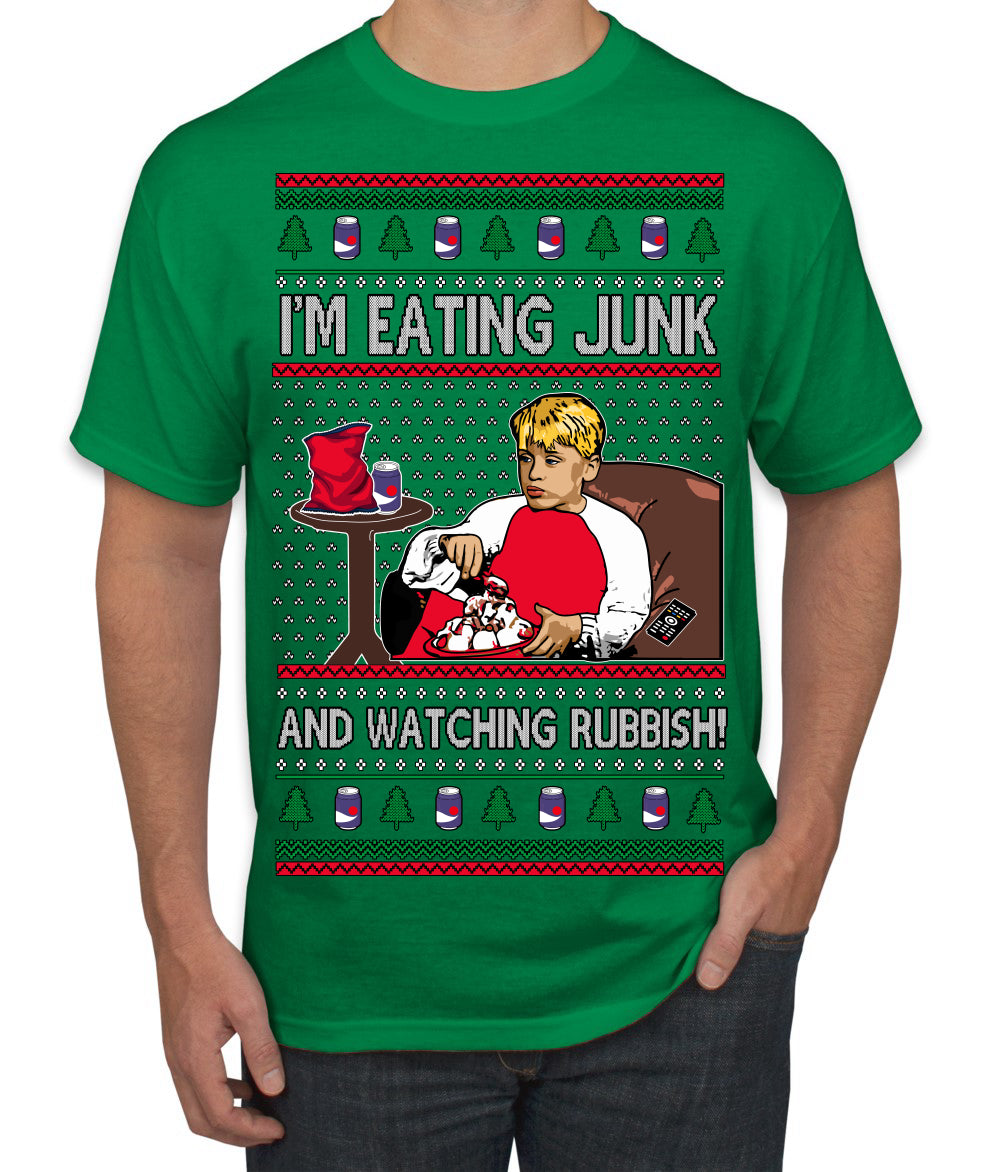 I'm Eating Junk and Watching Rubbish 90s Movie Ice Cream Ugly Christmas Sweater Men's T-Shirt