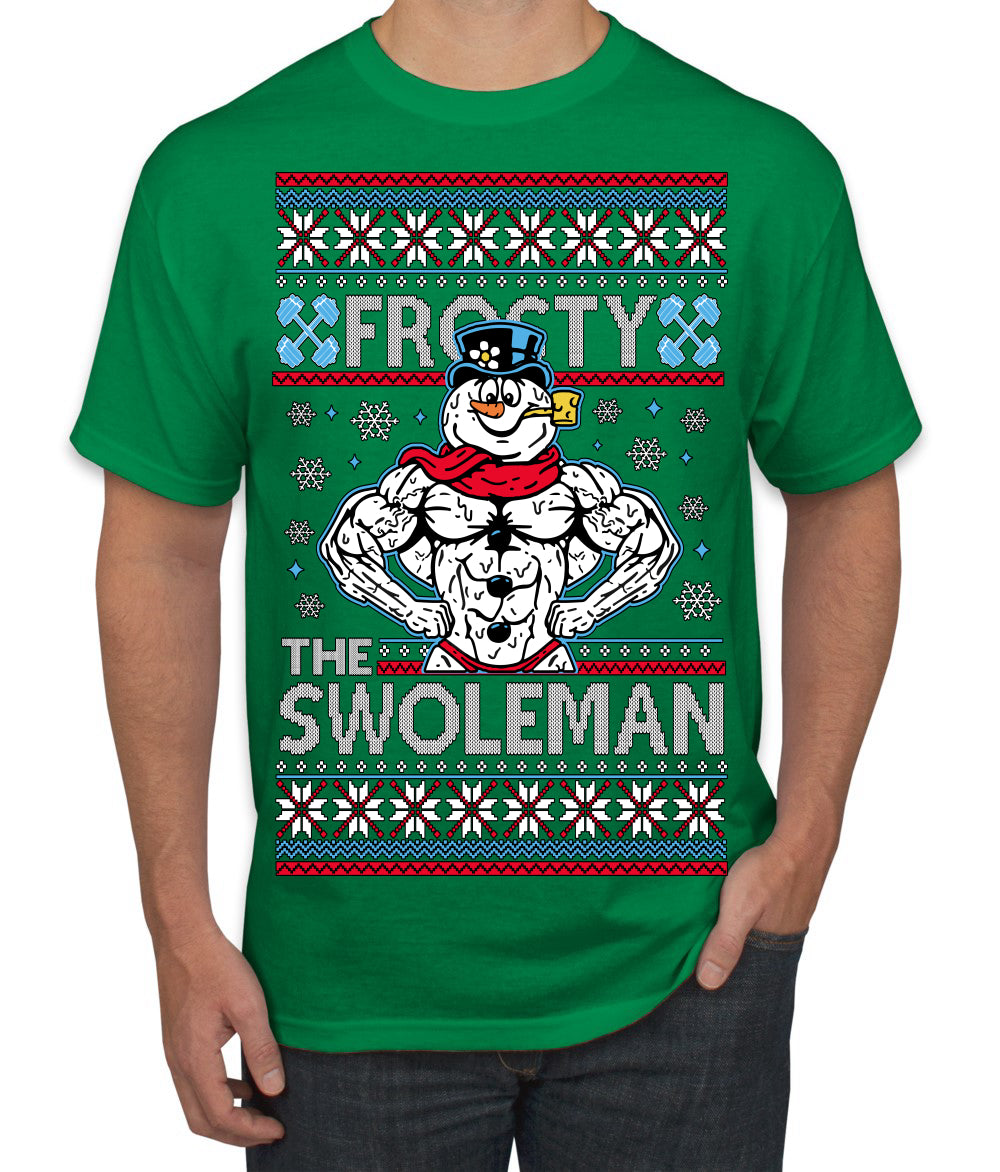 Frosty the Swoleman Funny Workout Lifting Snowman MovieUgly Christmas Sweater Men's T-Shirt