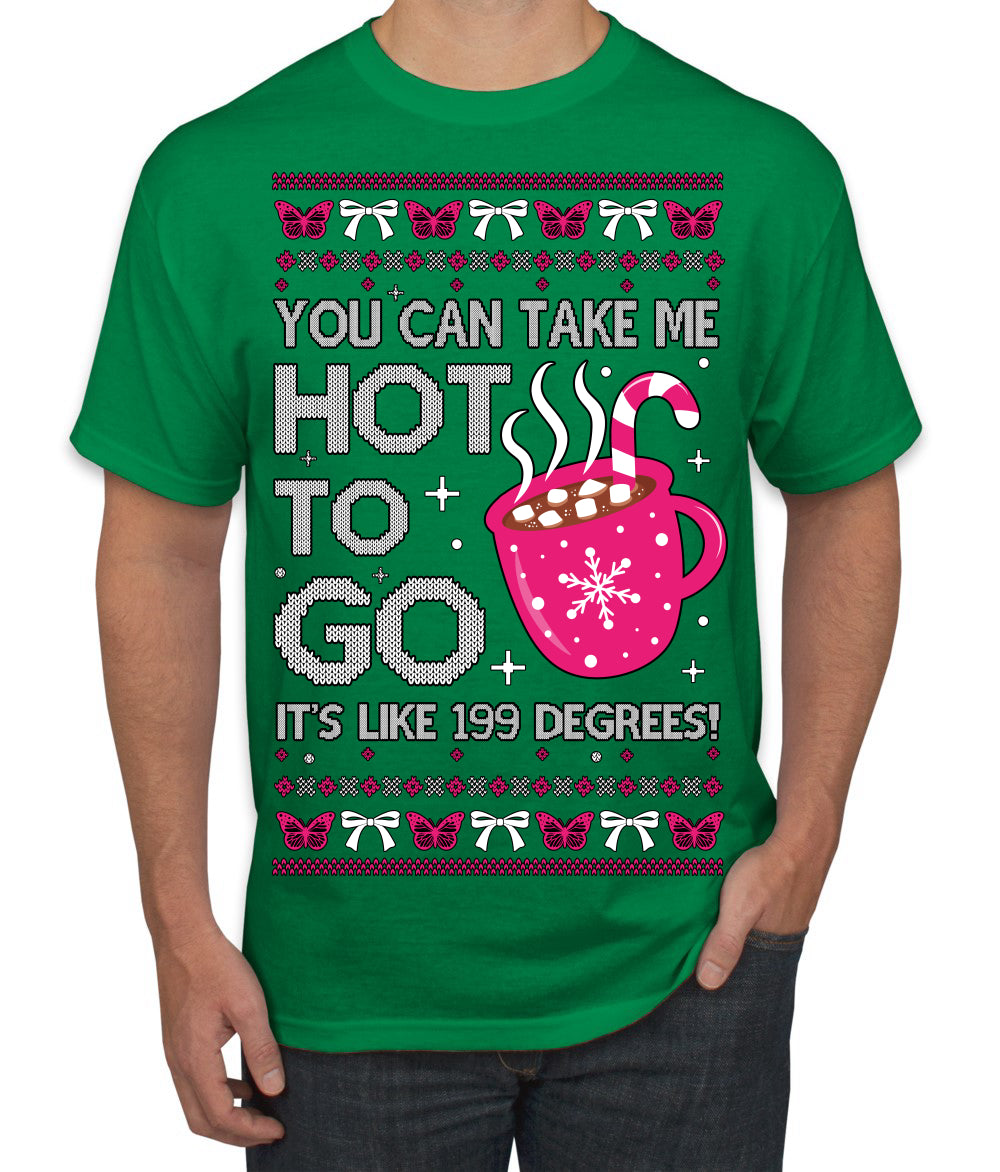 You Can Take Me Hot to Go, Hot Cocoa Viral Song Pop Music Ugly Christmas Sweater Men's T-Shirt