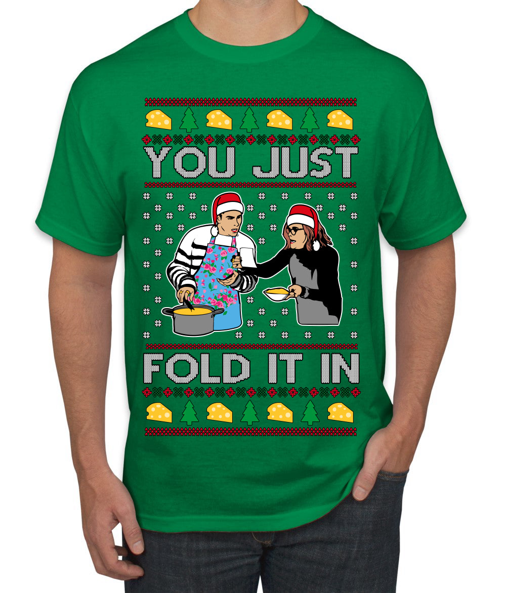 You Just Fold It In Funny Enchilada Moira David TV Sitcom Ugly Christmas Sweater Men's T-Shirt