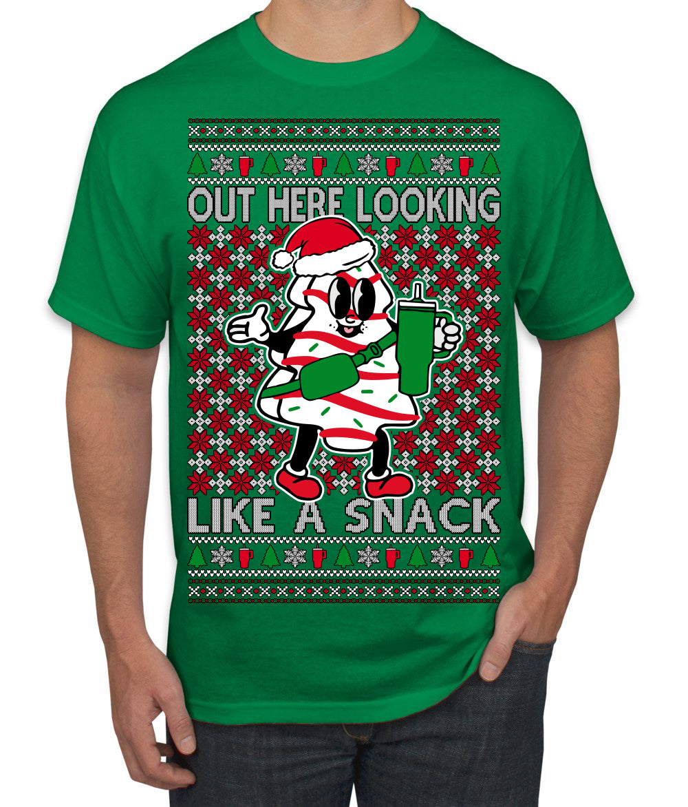 Out Here Looking Like a Snack Funny Cute Christmas Cookie Ugly Christmas Sweater Men's T-Shirt