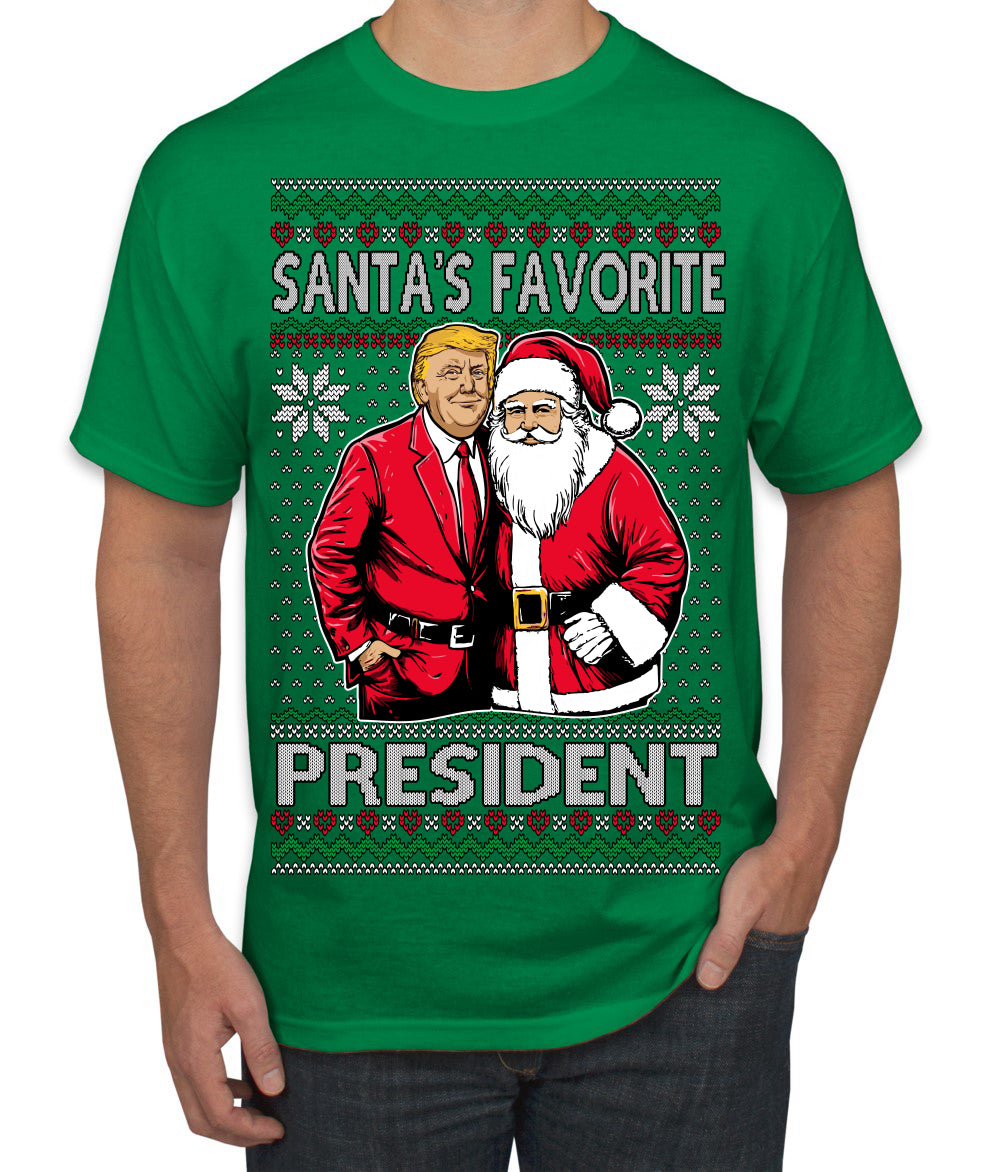 Santa's Favorite President Red Suit Trump Ugly Christmas Sweater Men's T-Shirt