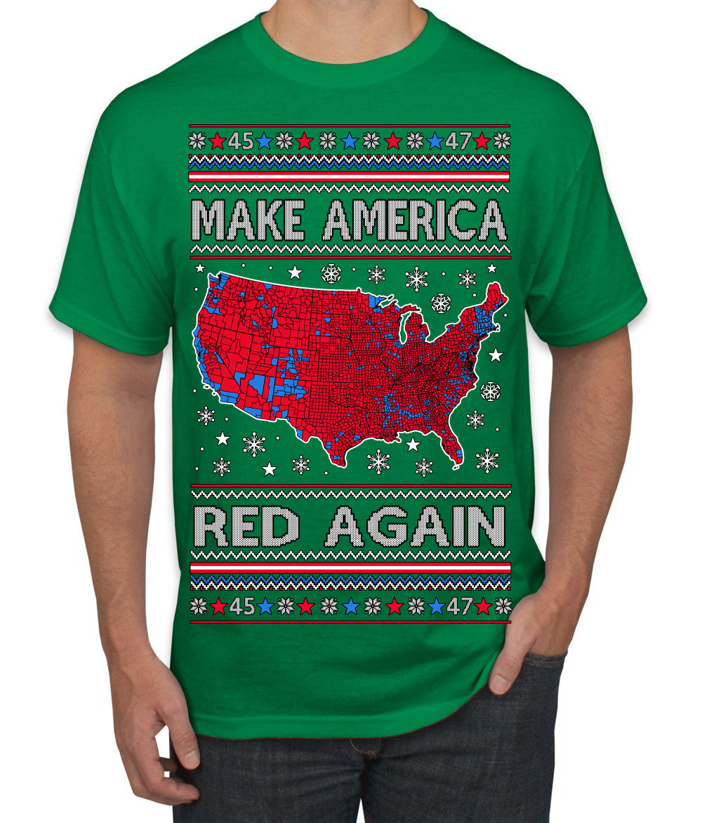 Make America Red Again USA Map Trump 2024 MAGA Ugly Christmas Sweater Men's T-Shirt
