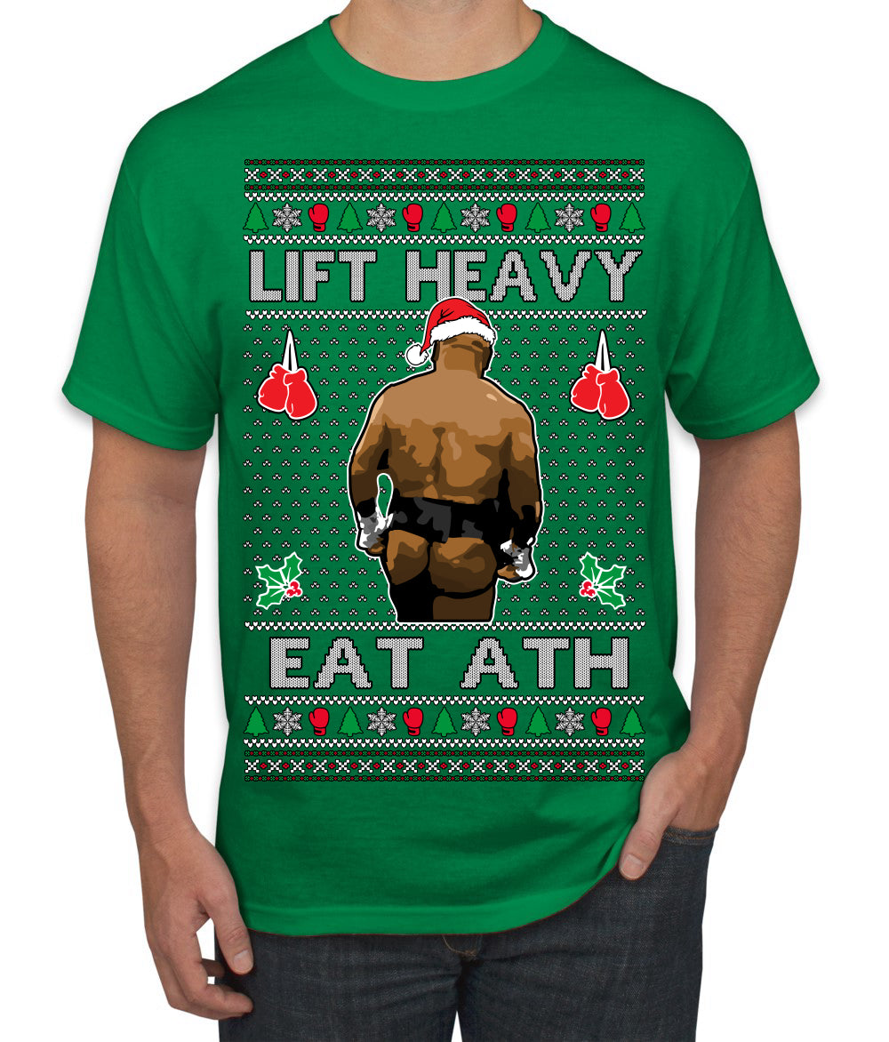 Lift Heavy Eat Ath Merry Chrithmith, Butt Viral Weightlifting Lifting Boxing Fight Meme Ugly Christmas Sweater Men's T-Shirt