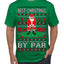 Best Christmas By Par Funny Santa Golfing Pun Sports Golf Ugly Christmas Sweater Men's T-Shirt