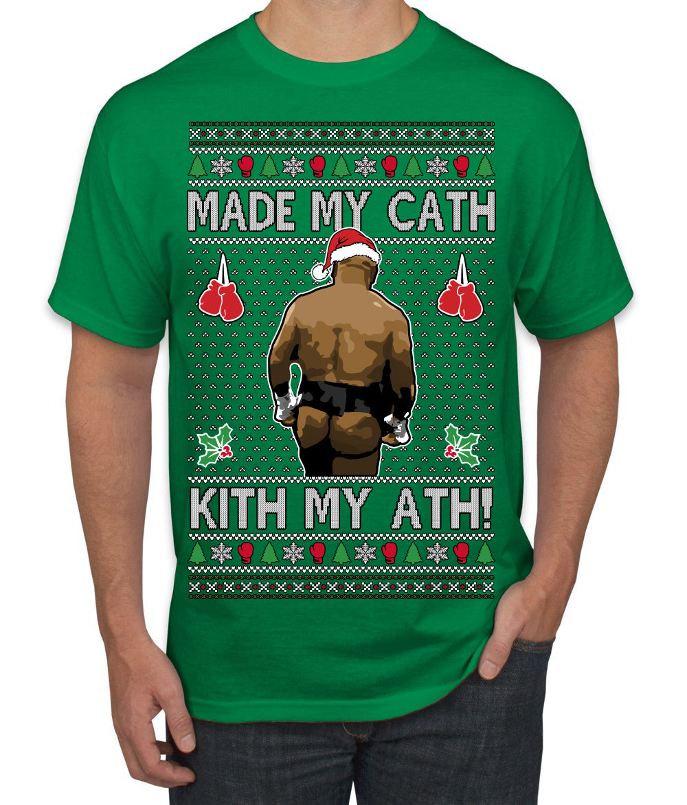 Made My Cath Kith My Ath, Funny Cash Money Viral Kiss My Ass Boxing Fight Meme, Men Women Ugly Christmas Sweater Men's T-Shirt