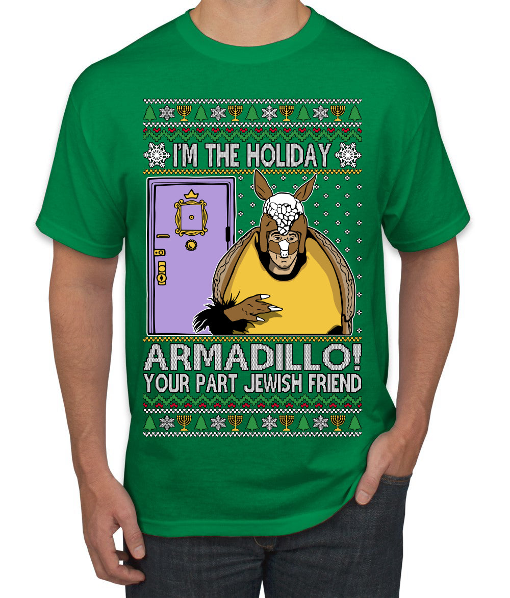 Holiday Armadillo Part Jewish TV Show Ugly Christmas Sweater Men's T-Shirt