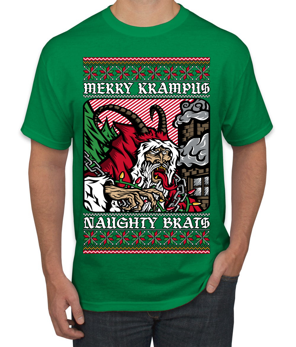 Merry Krampus Naughty Brats | Funny Ugly Christmas Sweater Men's T-Shirt