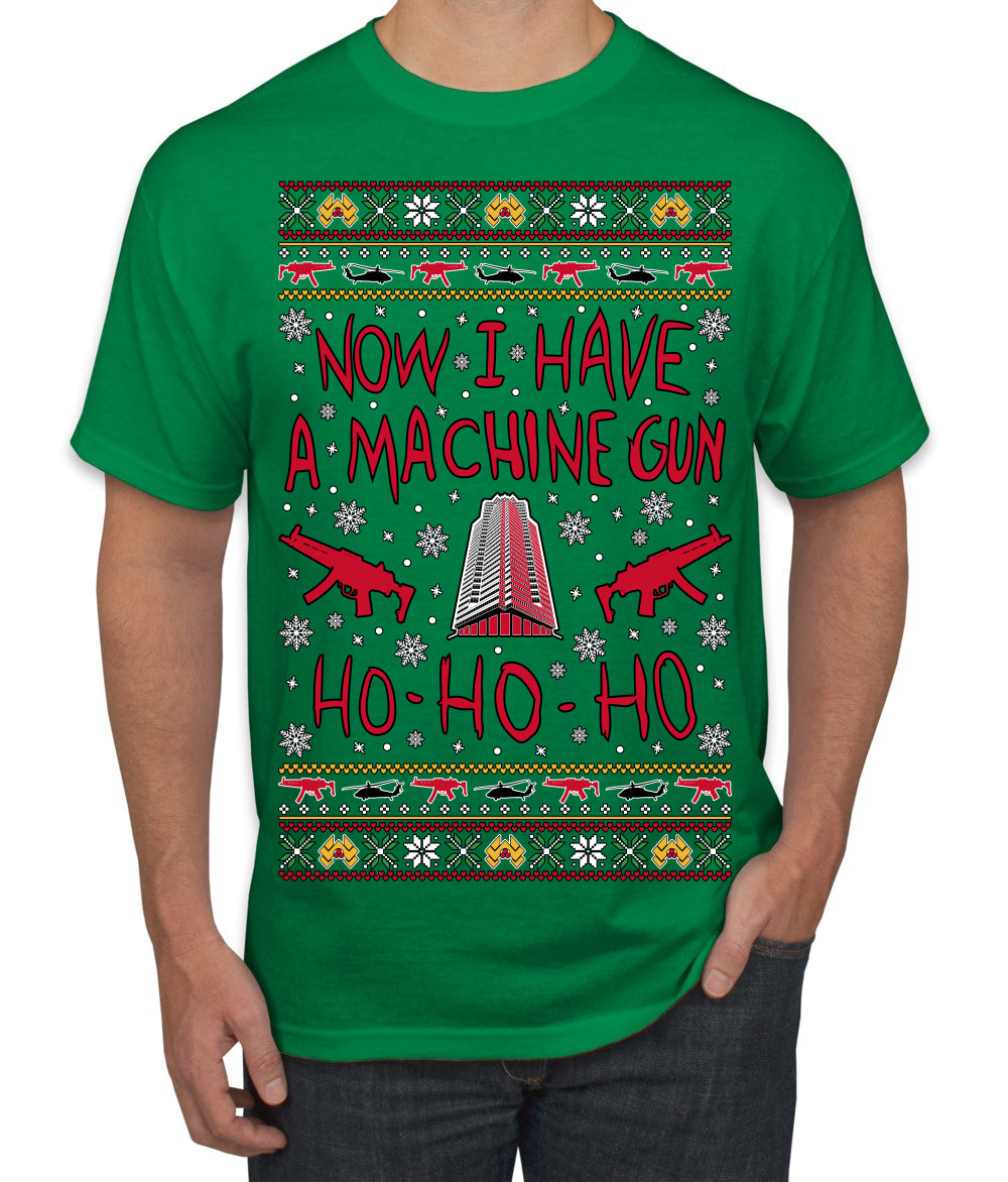 Now I Have a Machine Gun Ho Ho Ho Nakatomi Die Hard McClane Classic 80s Xmas Movie Ugly Christmas Sweater Men's T-Shirt