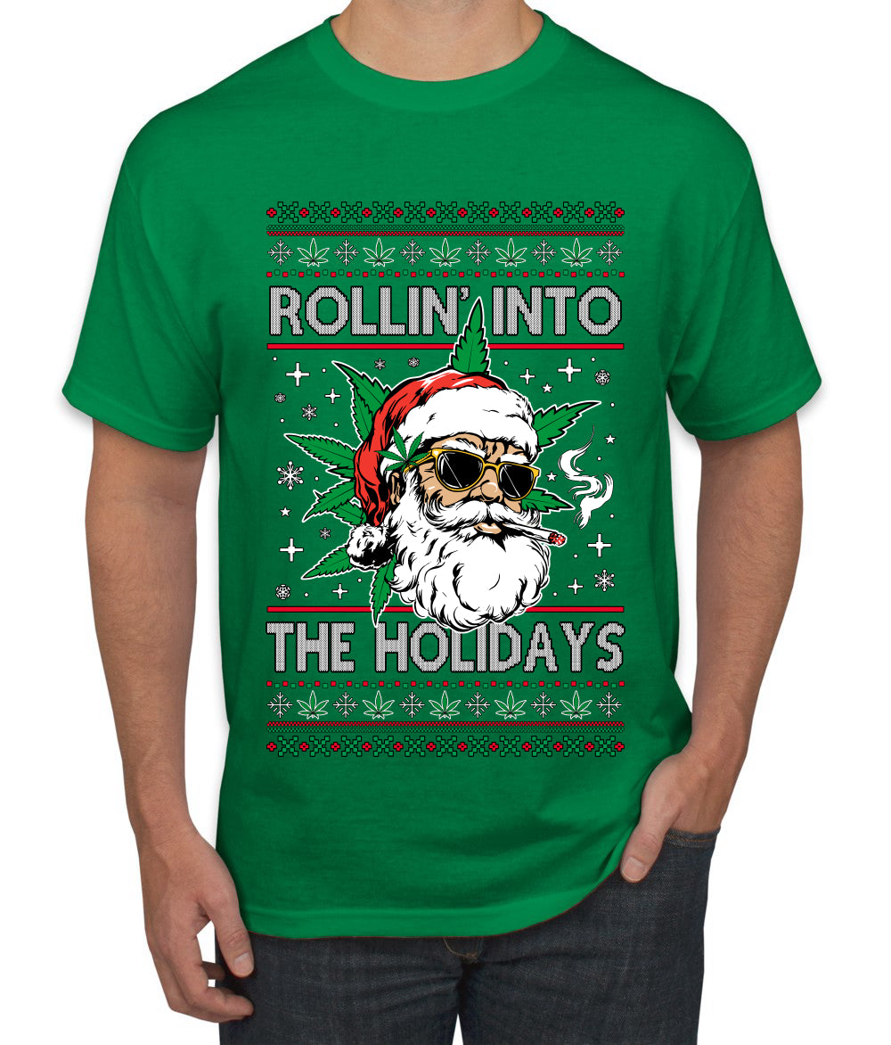 Rollin' Into The Holidays Christmas Sweater, Ugly Christmas Sweater Men's T-Shirt