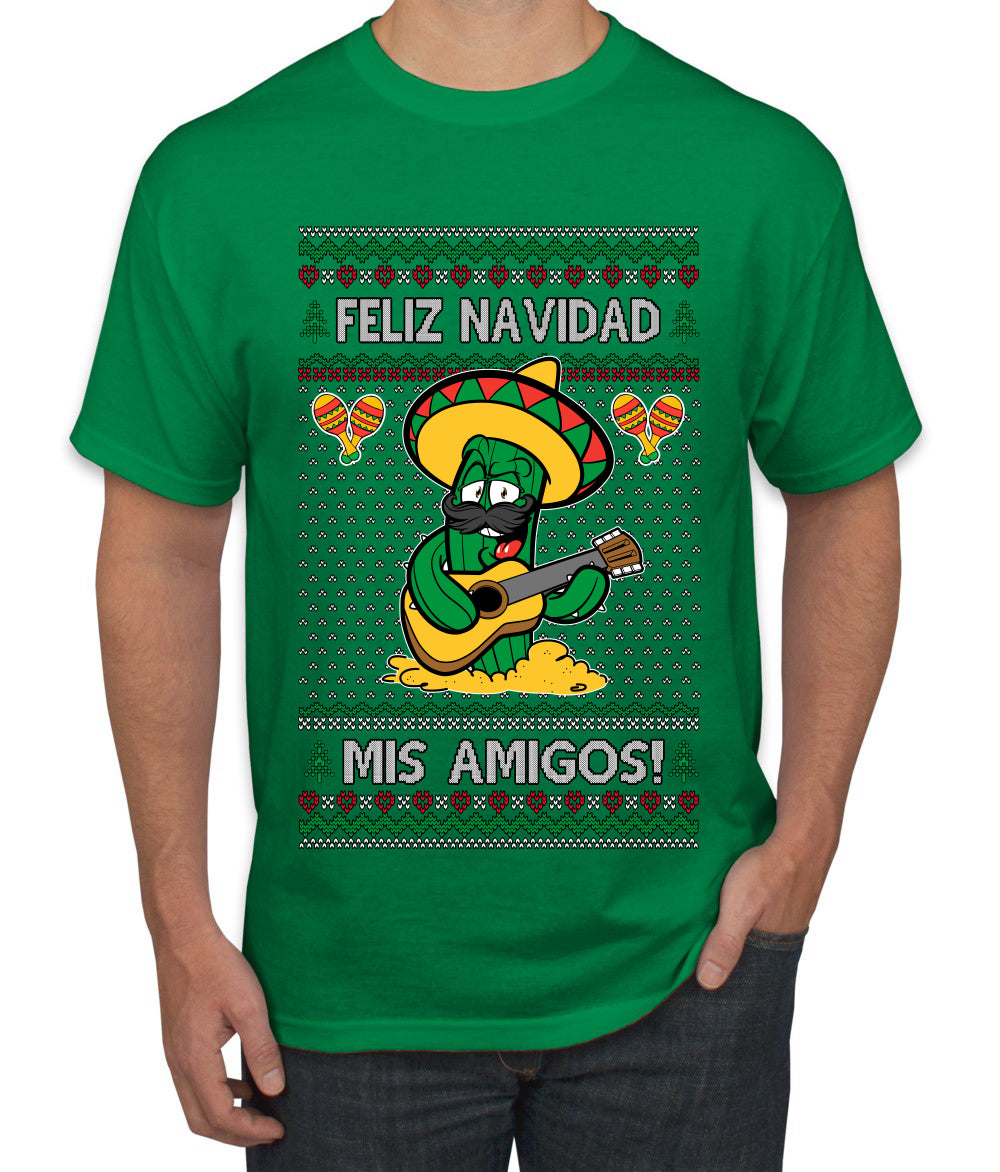 Feliz Navidad Mis Amigos!, Ugly Christmas Sweater Men's T-Shirt
