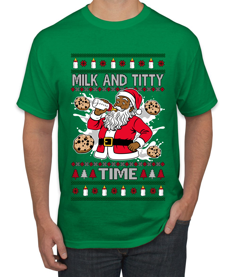 Milk And Titty Time Christmas Sweater, Ugly Christmas Sweater Men's T-Shirt