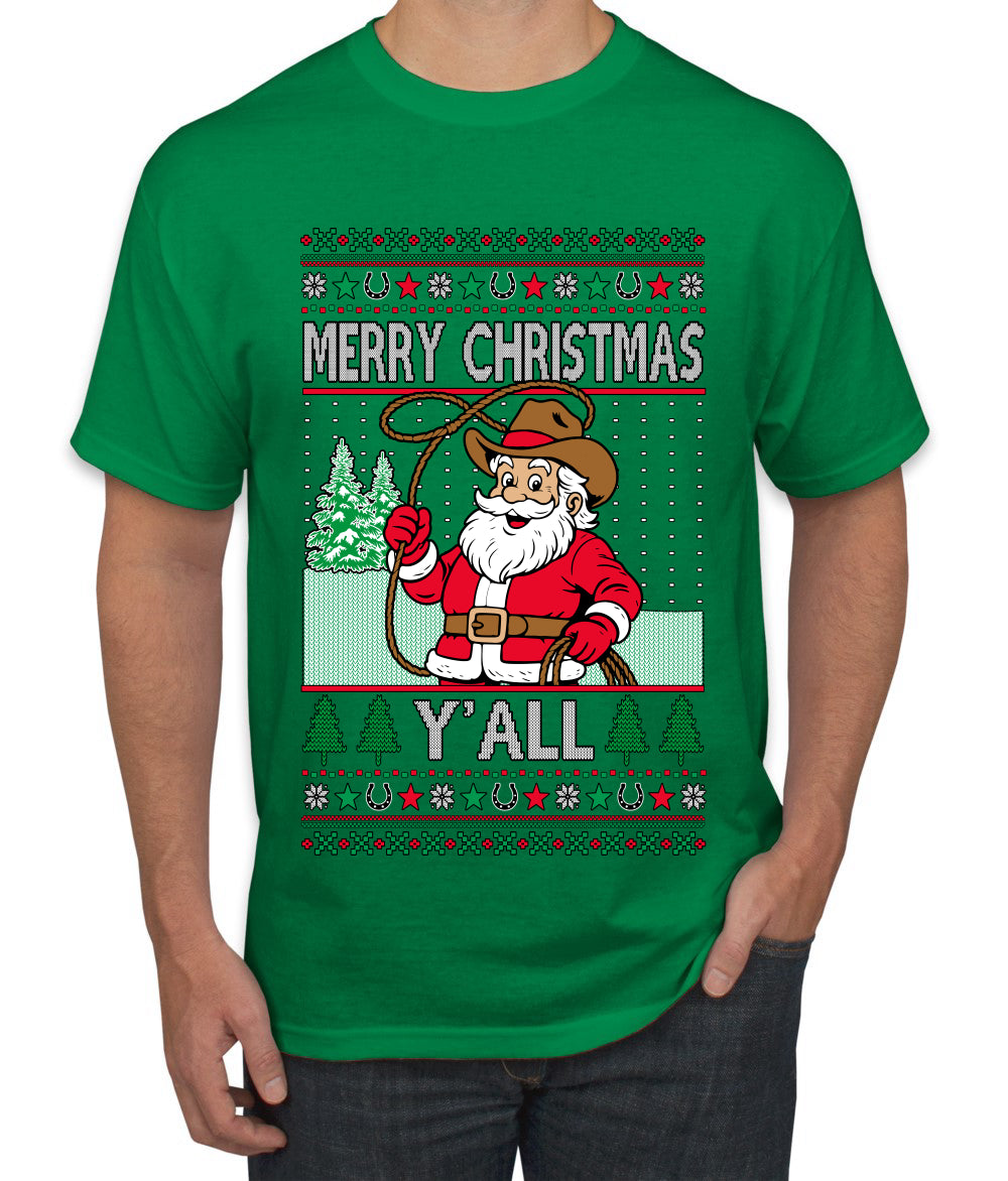 Merry Christmas Y'all Christmas Sweater, Ugly Christmas Sweater Men's T-Shirt
