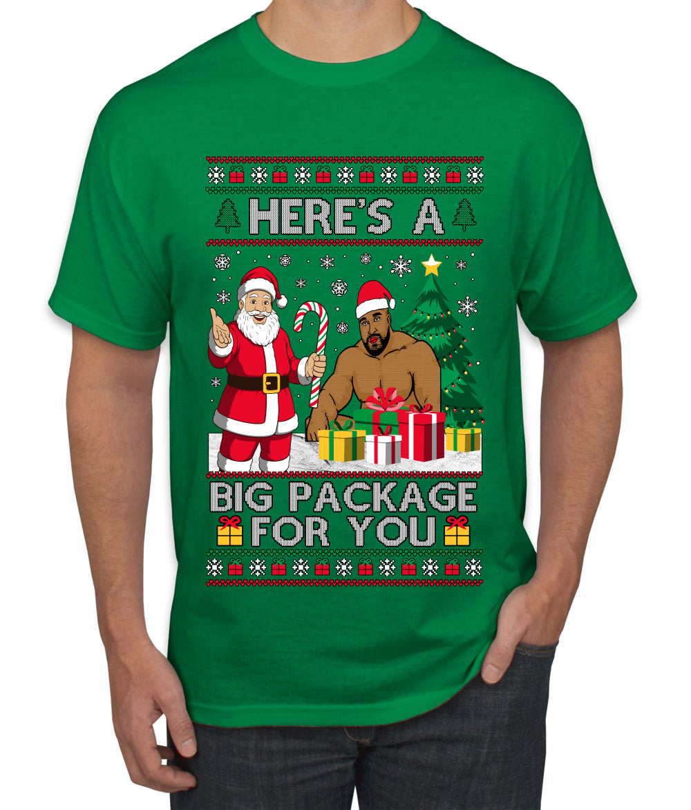 Here's A Big Package For You Santa Christmas Sweater, Ugly Christmas Sweater Men's T-Shirt