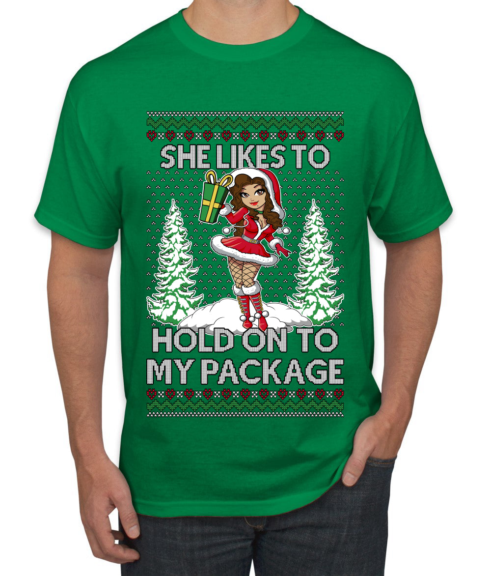 Hold My Package, Ugly Christmas Sweater Unisex Unisex Men's T-Shirt