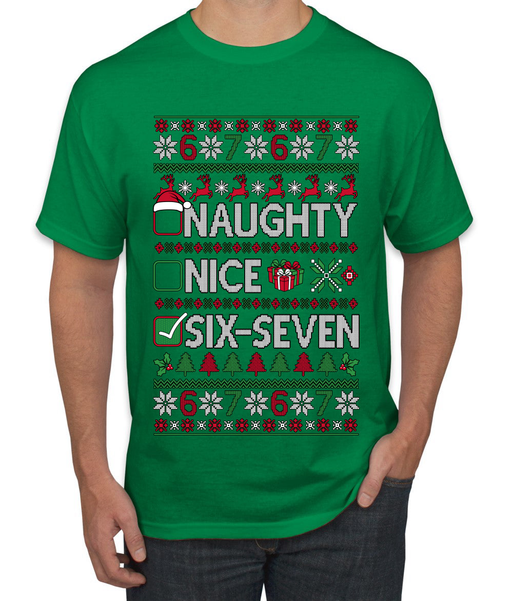 Naughty Nice 6 7 Checklist, Ugly Christmas Sweater Unisex Men's T-Shirt