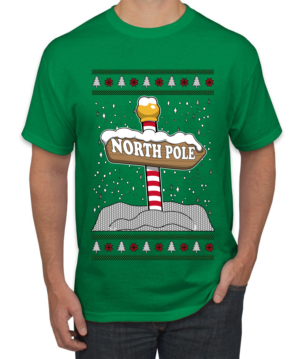 North Pole, Ugly Christmas Sweater Unisex Men's T-Shirt
