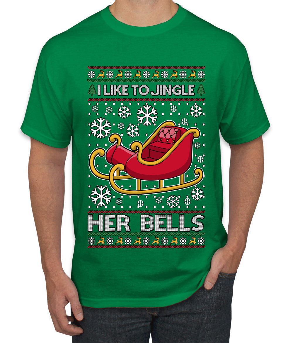 I Like To Jingle Her Bells, Ugly Christmas Sweater Unisex Men's T-Shirt