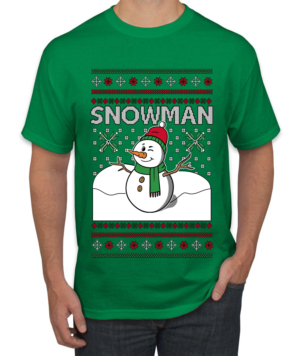 Snowman, Ugly Christmas Sweater Unisex Men's T-Shirt